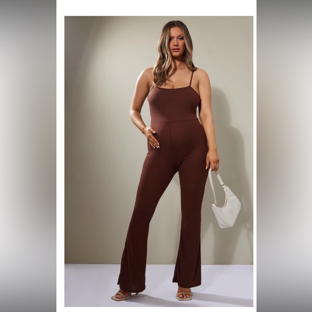 Brown ribbed jumpsuit